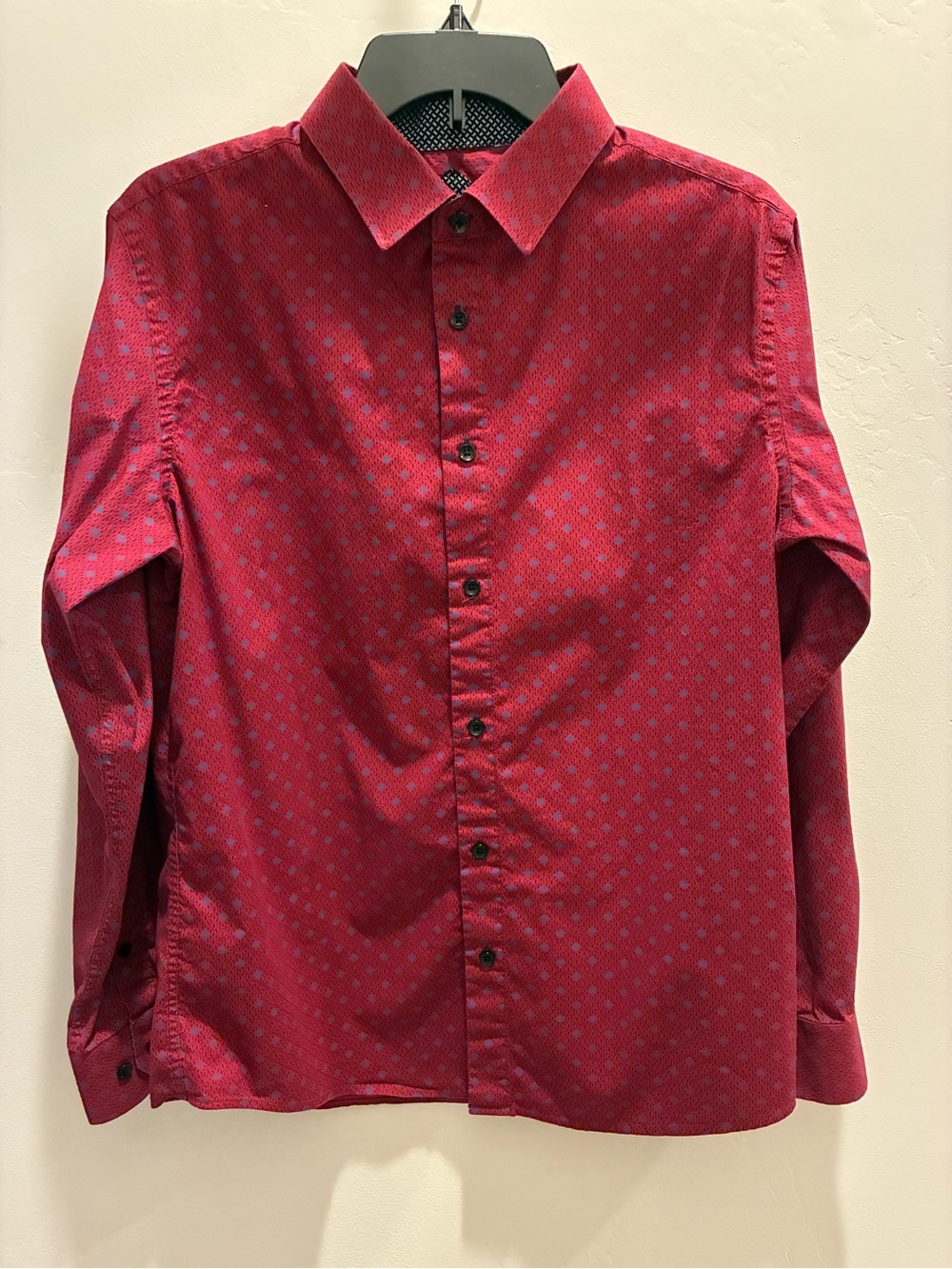 Men's Red Patterned Button-Down Shirt